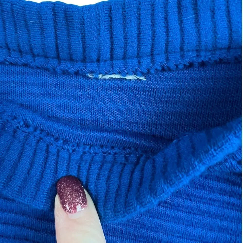 Vintage 80s Royal Blue Ribbed Pencil Wiggle Skirt Side Zipped